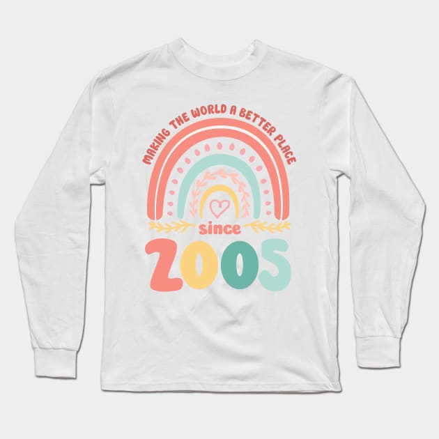 Birthday Making the world better place since 2005 Long Sleeve T-Shirt by IngeniousMerch